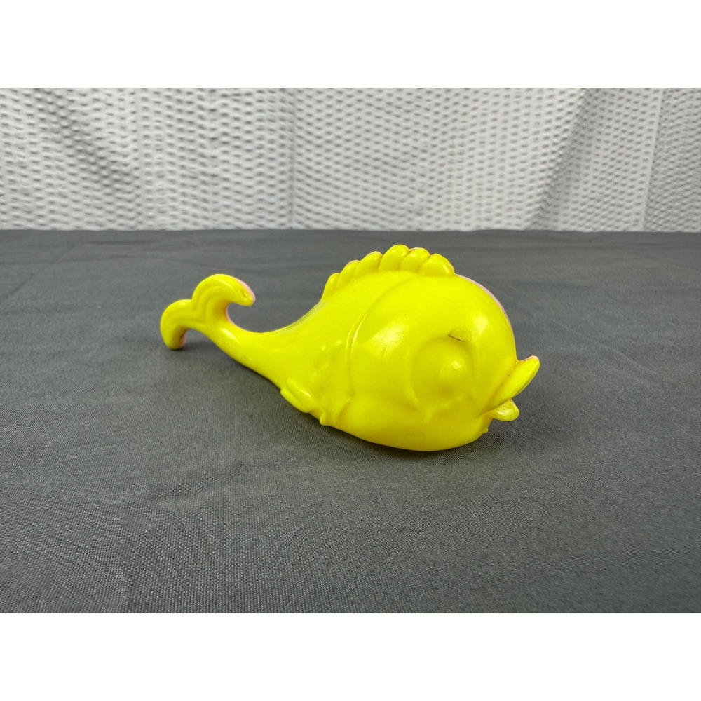 Vintage Plastic Fish Baby Rattle Toy Yellow Pink 1950s 1960s Mid Century